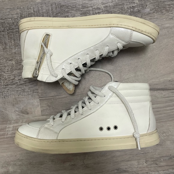 P448 White High-Top Sneakers with Zipper Detail - Picture 2 of 15